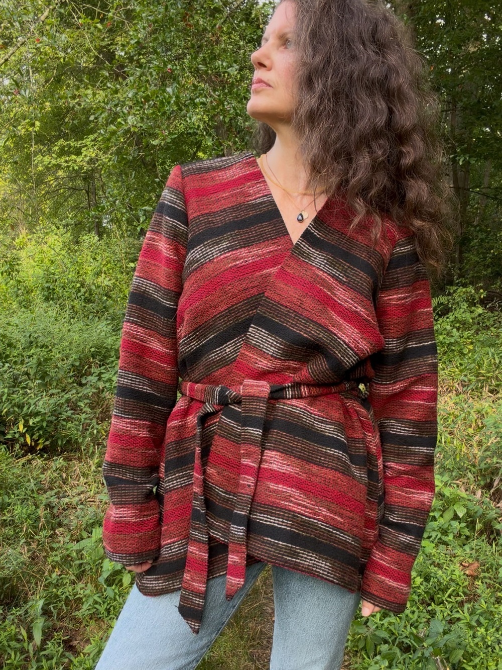 Bold Red & Black Striped Belted Jacket – Jack by BB Dakota size large